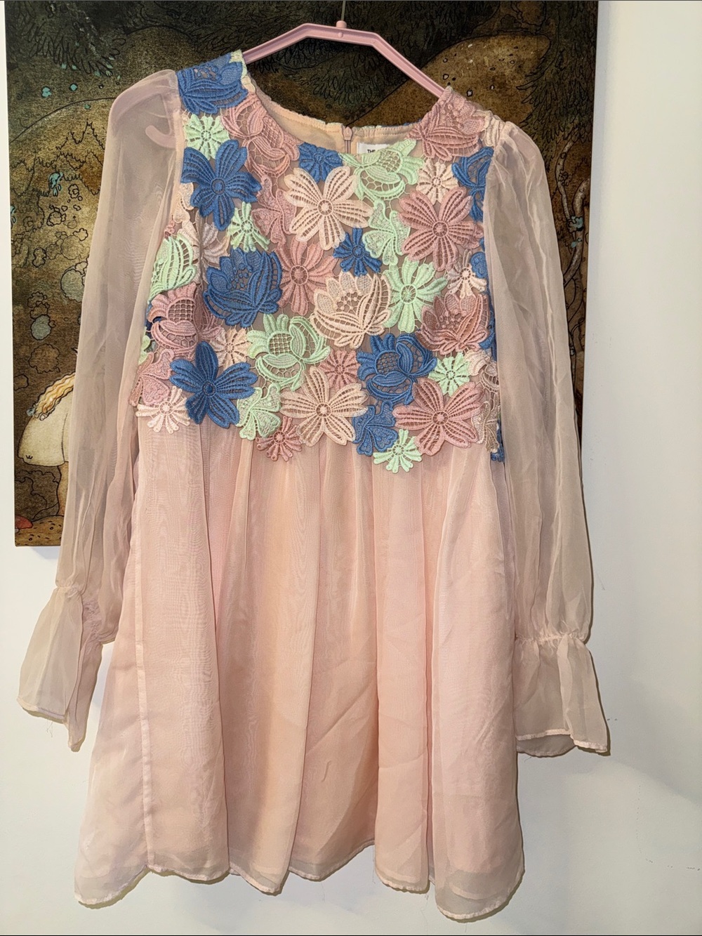 Pink Floral Lace Overlay Dress